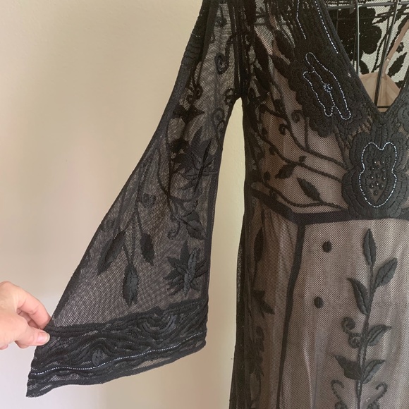 Free People Black Swan Sheer Maxi Dress
